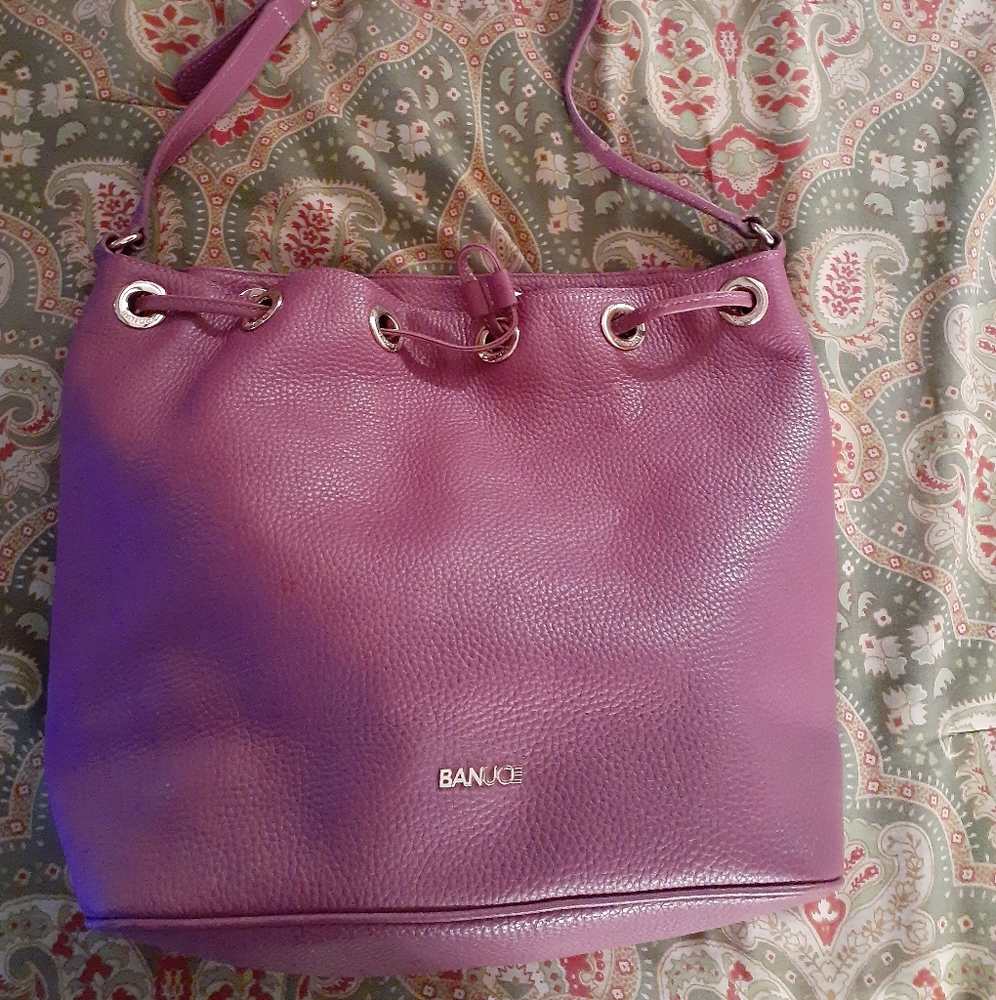 Banuce leather purple handbag shoulder bag purse